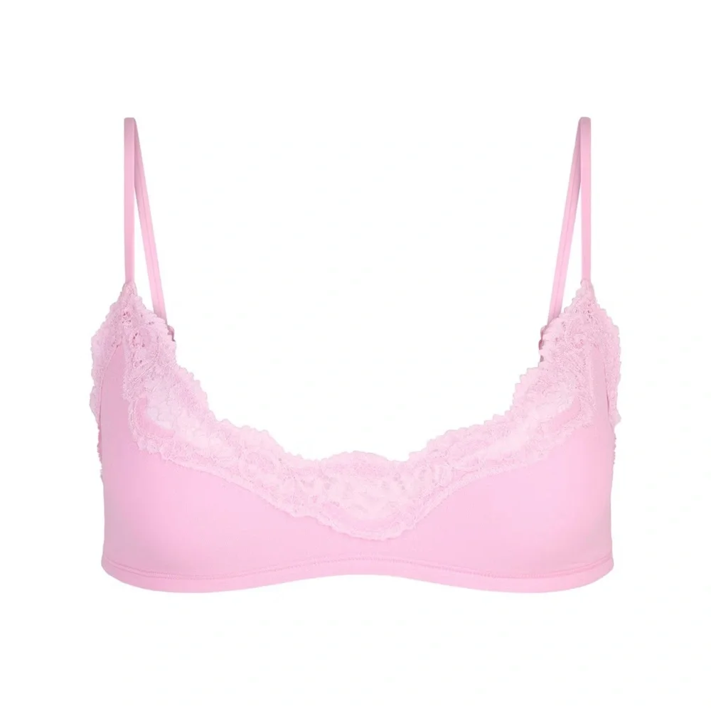 SKIMS Fits Everybody Lace Scoop Bralette Bubblegum Tonal Size Medium - Picture 7 of 8